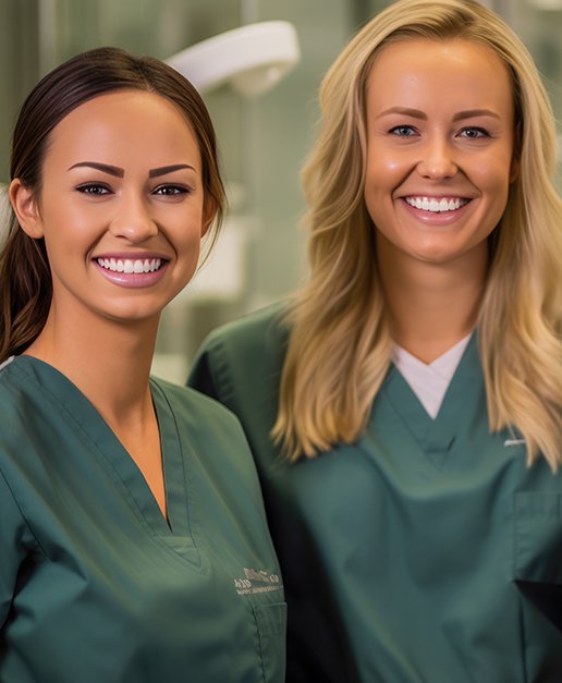 Dental team smiling
