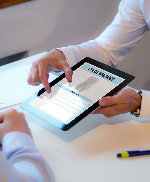 Dental insurance forms on tablet computer