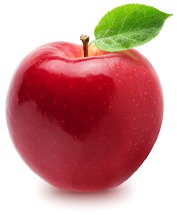 Closeup of a red delicious apple with stem
