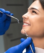 woman smiling during checkup